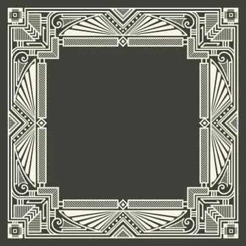 Vector floral and geometric monogram frame on dark gray background. Monogram  Stock Illustration