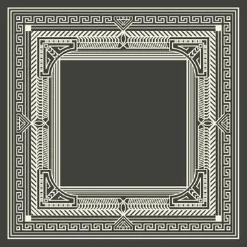 Vector floral and geometric monogram frame on dark gray background. Monogram  Stock Illustration