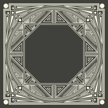 Vector floral and geometric monogram frame on dark gray background. Monogram  Stock Illustration