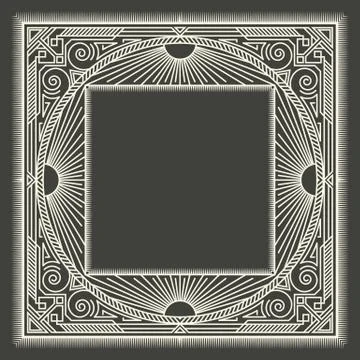 Vector floral and geometric monogram frame on dark gray background. Monogram  Stock Illustration