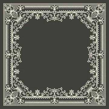 Vector floral and geometric monogram frame on dark gray background. Monogram  Stock Illustration