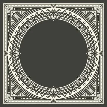 Vector floral and geometric monogram frame on dark gray background. Monogram  Stock Illustration