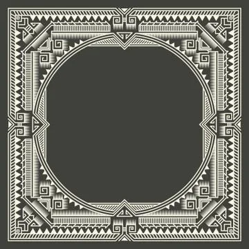Vector floral and geometric monogram frame on dark gray background. Monogram  Illustrazione stock