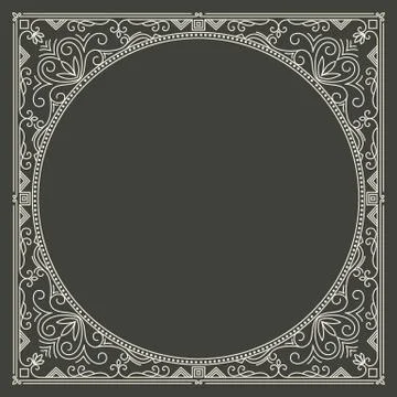 Vector floral and geometric monogram frame on dark gray background. Monogram  Stock Illustration