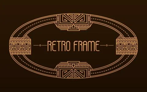 Vector floral and geometric monogram frame with sample text on dark gray back Stock Illustration