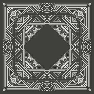 Vector floral and geometric monogram frame on dark gray background. Monogram  Stock Illustration