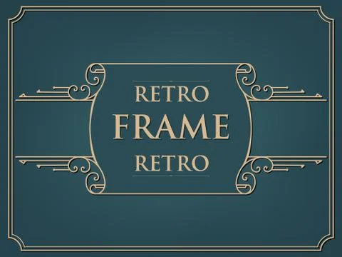 Vector floral and geometric monogram frame on dark gray background with sampl Stock Illustration