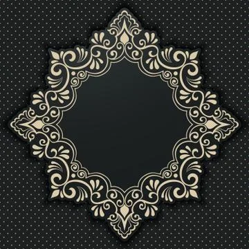 Vector floral and geometric monogram frame on dark gray background. Monogram  Stock Illustration