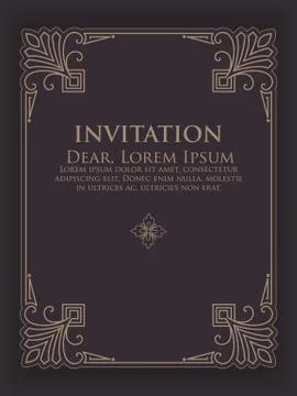 Vector floral and geometric monogram frame on dark gray background with sampl Stock Illustration