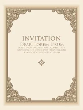 Vector floral and geometric monogram frame on light grey background with samp Stock Illustration