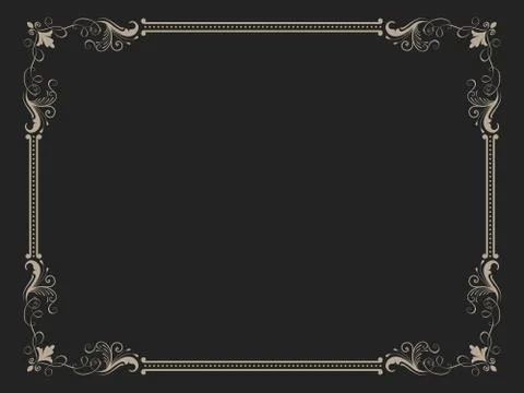 Vector floral and geometric monogram frame on dark gray background. Monogram  Stock Illustration
