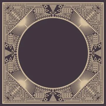 Vector floral and geometric monogram frame on dark gray background. Monogram  Stock Illustration