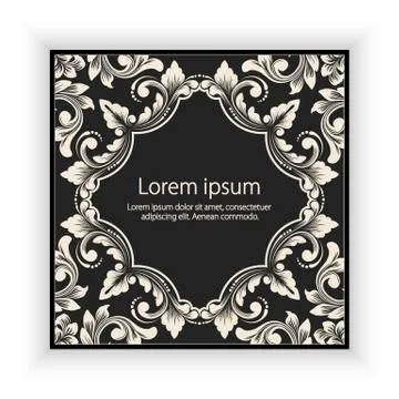 Vector floral and geometric monogram frame on dark gray background. Monogram  Stock Illustration