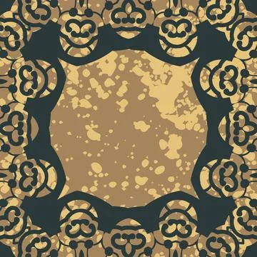 Vector floral arabesque seamless blank frame for text with splashes waterc... Stock Photos