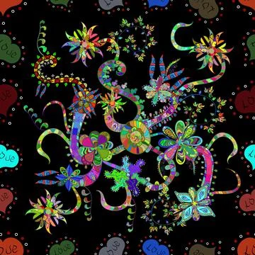 Vector floral background. Cute fabric pattern. Colour Summer Theme seamless patt Stock Illustration
