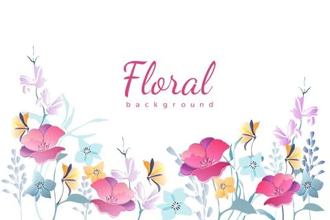 Vector floral background. Frame with garden flower Stock Illustration