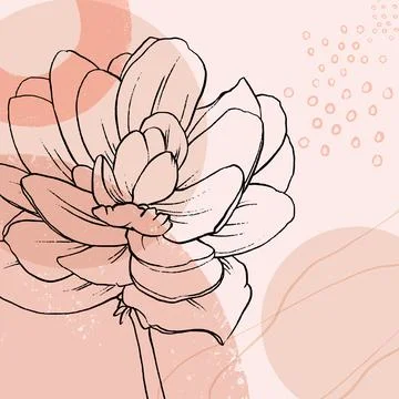 Vector floral background with hand drawn lotus. Stock Illustration