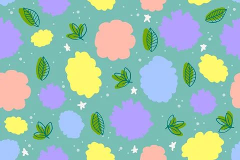 Vector floral background with spring flowers seamless pattern Stock Illustration