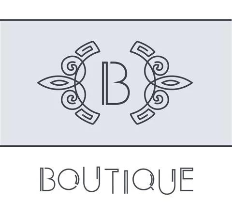 Vector floral Boutique label. Linear style frame. Yellow Stock Illustration