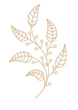 Vector floral branch in monoline style, flourish decorative element for your  Stock Illustration