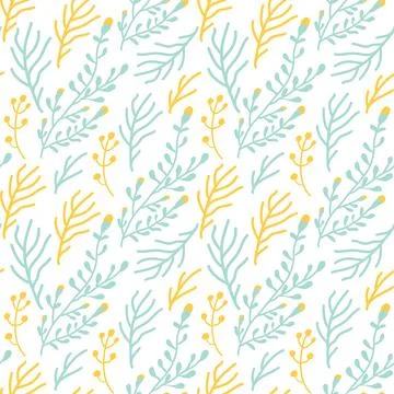 Vector floral branches seamless pattern. Stock Illustration