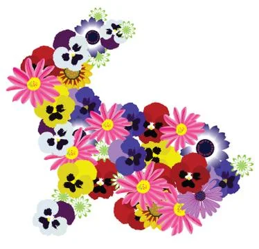Vector Floral Bunny Illustrazione stock