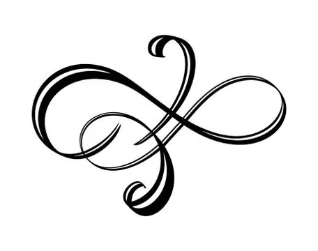 Vector floral calligraphy element flourish. Hand drawn divider for page Stock Illustration