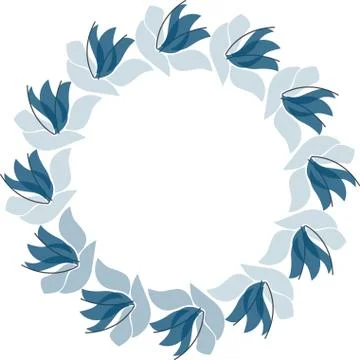 Vector floral circle frame. Scandinavian style illustration Stock Illustration