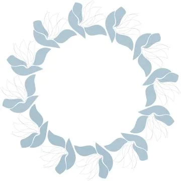 Vector floral circle frame. Scandinavian style illustration Stock Illustration