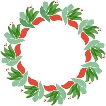 Vector floral circle frame. Scandinavian style illustration Illustrazione stock