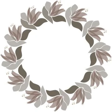 Vector floral circle frame. Scandinavian style illustration Illustrazione stock