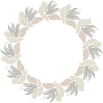Vector floral circle frame. Scandinavian style illustration Illustrazione stock
