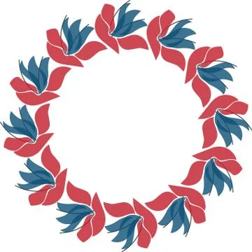 Vector floral circle frame. Scandinavian style illustration Illustrazione stock