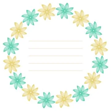 Vector floral color frame. Pattern of round stylized inscription Stock Illustration