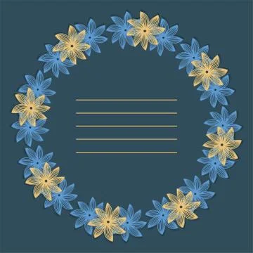 Vector floral color frame. Pattern of round stylized inscription Stock Illustration