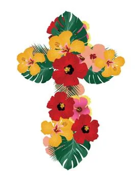 Vector Floral Cross Stock Illustration