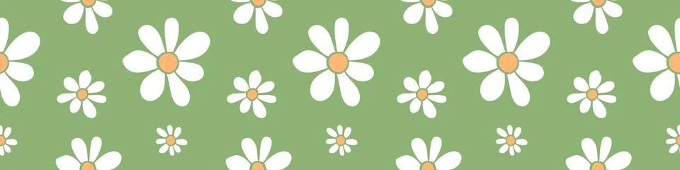 Vector floral daisies seamless pattern in flat style. Cute background, textur Illustrazione stock