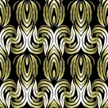 Vector floral damask seamless pattern. Black background wallpaper illustratio Stock Illustration