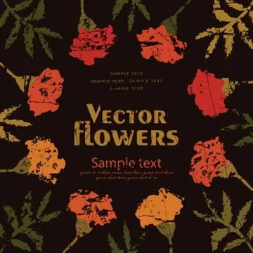 Vector, floral, dark, shabby background with place for your text Stock Illustration