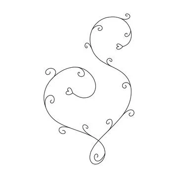 Vector floral decoration element black lineart Stock Illustration