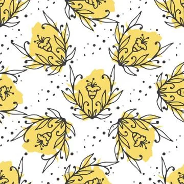 Vector floral decorative set. Herbs and wild flowers Stock Illustration