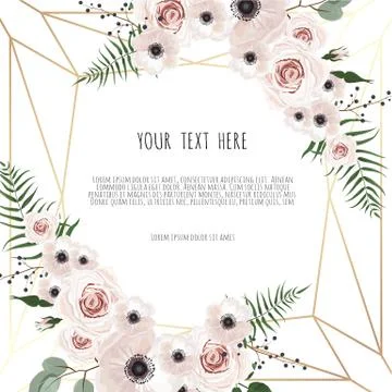 Vector floral design card. Greeting, postcard wedding invite template. Elegant Stock Illustration