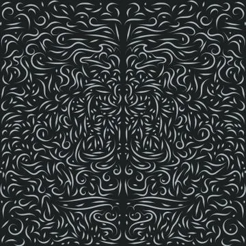 Vector floral design pattern background. Black and white. Stock Illustration