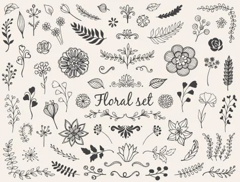 Vector floral doodles Stock Illustration