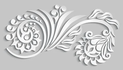 Vector floral elements. 3d effect imitation Stock Illustration