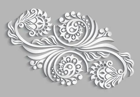 Vector floral elements. 3d effect imitation Stock Illustration