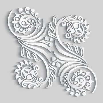 Vector floral elements. 3d effect imitation Stock Illustration
