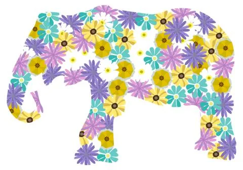 Vector Floral Elephant Stock Illustration