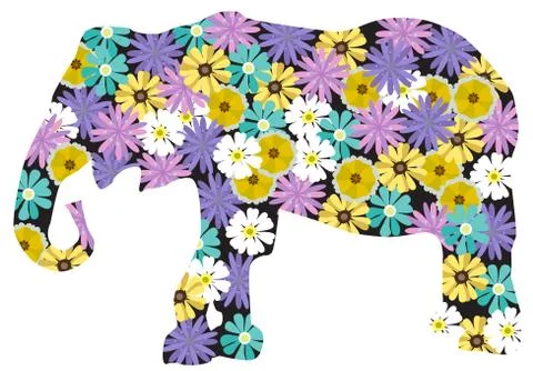 Vector Floral Elephant Stock Illustration