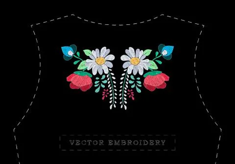 Vector floral embroidery effect Stock Illustration